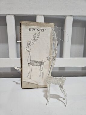 Vintage Silvestri Corp Handmade Glass Reindeer Ornament With Original Box, 7.25"
